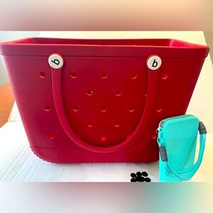 Unbranded Ex.Large Red Waterproof Tote with Phone Size Zip Bag